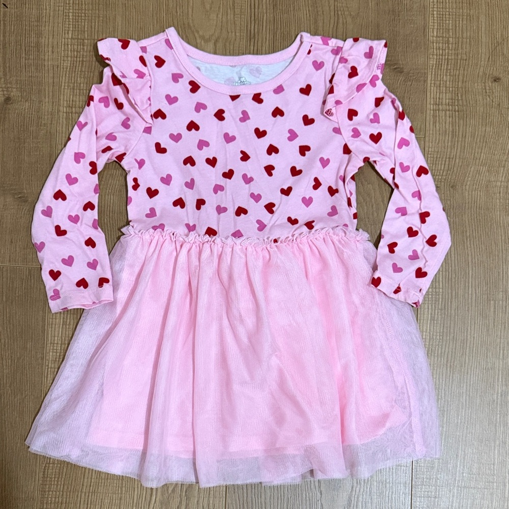 Pink Heart Valentines Day Long Sleeve Dress